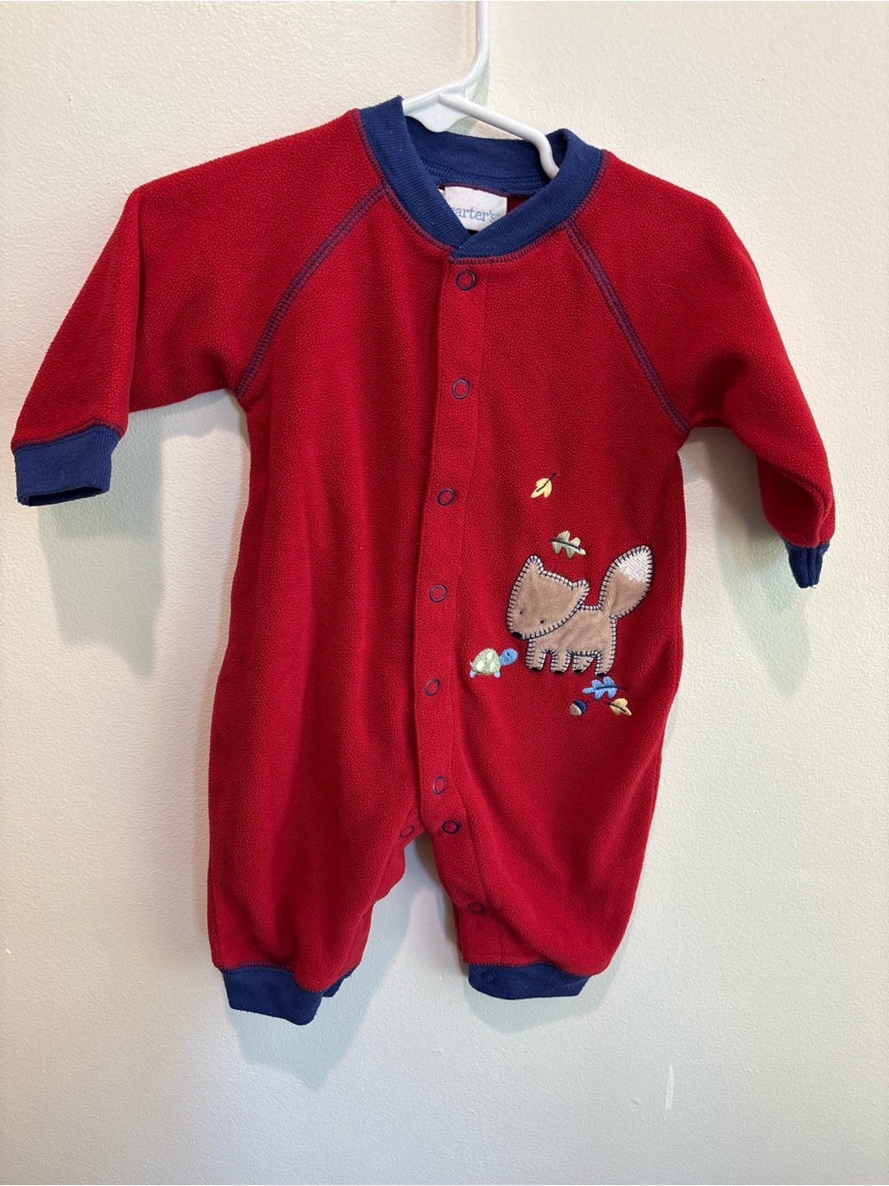 Carter's 3-6 month vintage Red Fox Fleece One-Piece for Kids footless pajama
